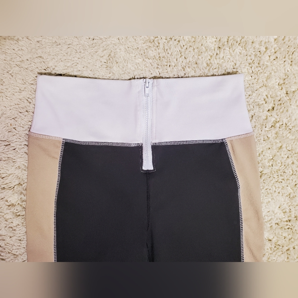 CALI SPORT Women Shorts Sports Bra Top Black Tan White 2pc Gym Outfit Athletic - Picture 11 of 16